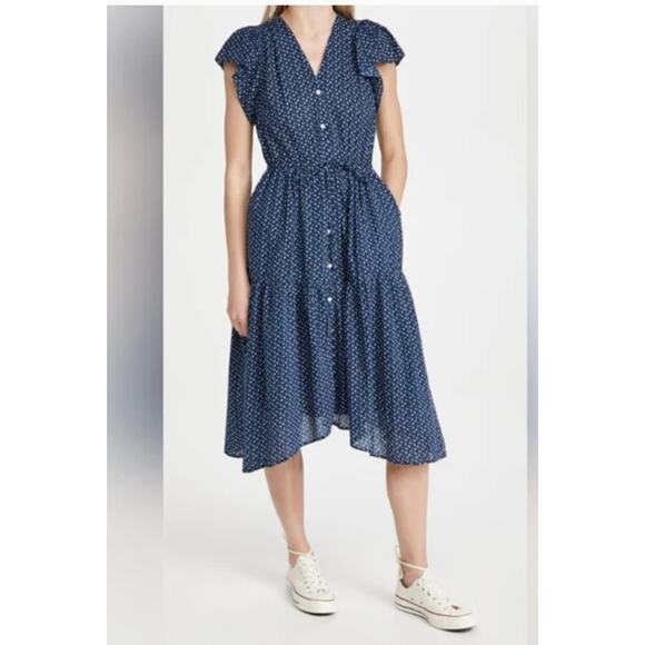 TROVATA Birds of Paradis Sz S Small Kristi Shirt Dress Blue Floral Seaview Ditsy - Picture 1 of 10